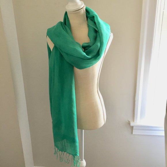 Nordstrom Blue Green Linen Wrap Scarf  80" X 28" - Picture 4 of 8